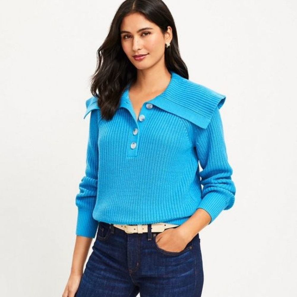 NWT LOFT Ribbed Collared Sweater